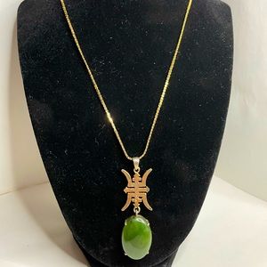 Gold Necklace with golden jade charm